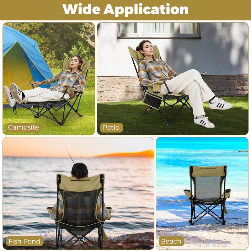 Goplus Camping Lounge Chair with Detachable Footrest & 4-Position - See Details
