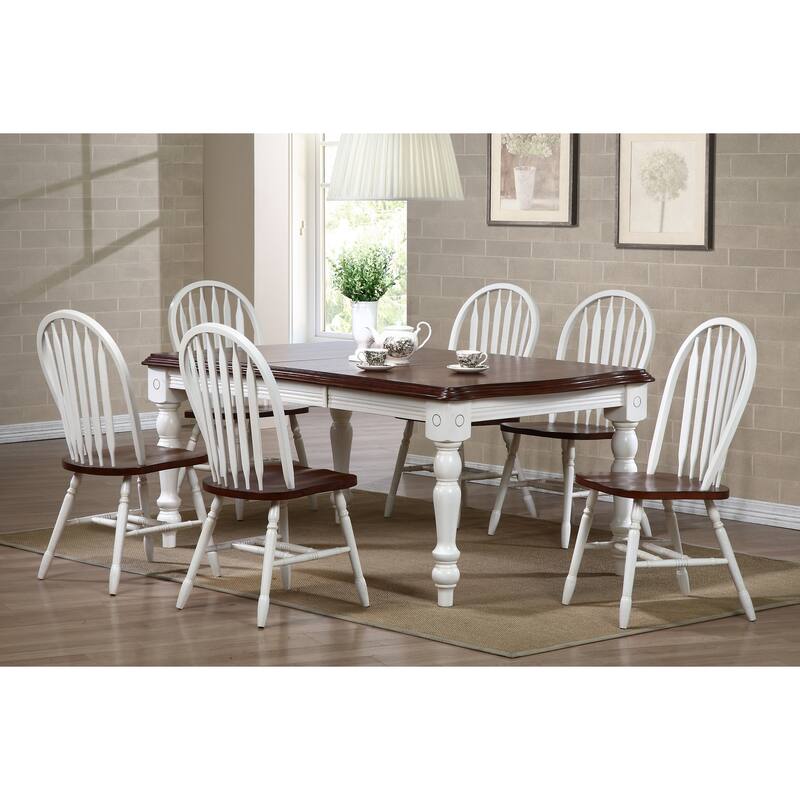 Set of 2 White and Brown Andrews Arrowback Dining Chair