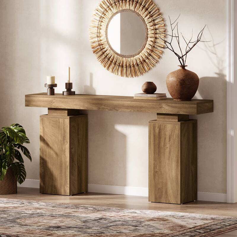 63-Inch Console Table, Wooden Entryway Table, Long Sofa Table for Hallway, Living Room, Foyer, Entrance
