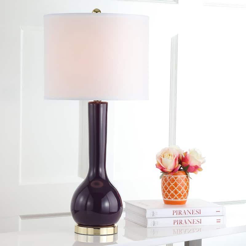 SAFAVIEH Lighting Brigid 31-inch Long Neck Ceramic White Table Lamp (Set of 2) - 14"x14"x30.5" - 14Wx14Dx31H