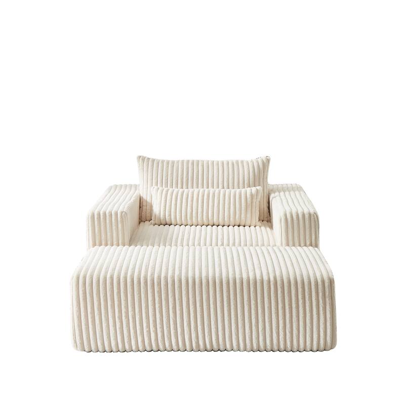 75-Inch Plush Corduroy Fabric Sofa Set with Removable Footrest for Livingroom Fluffy Modular Sleeper Sofa Chair