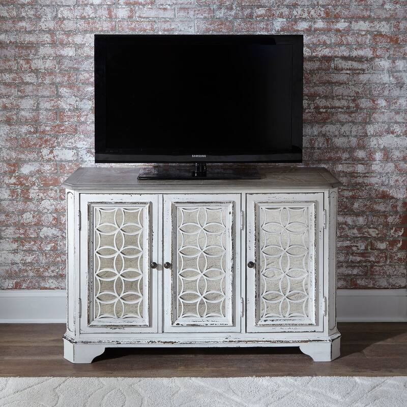 Magnolia Manor Antique White Mirrored Hall Console - Antique White - Wood/Veneer