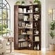 preview thumbnail 2 of 22, 6-Tier Corner Bookshelf, 71" H Freestanding L-Shaped Book Shelf with Baffle, Corner Open Display Shelf Bookcase Black Walnut
