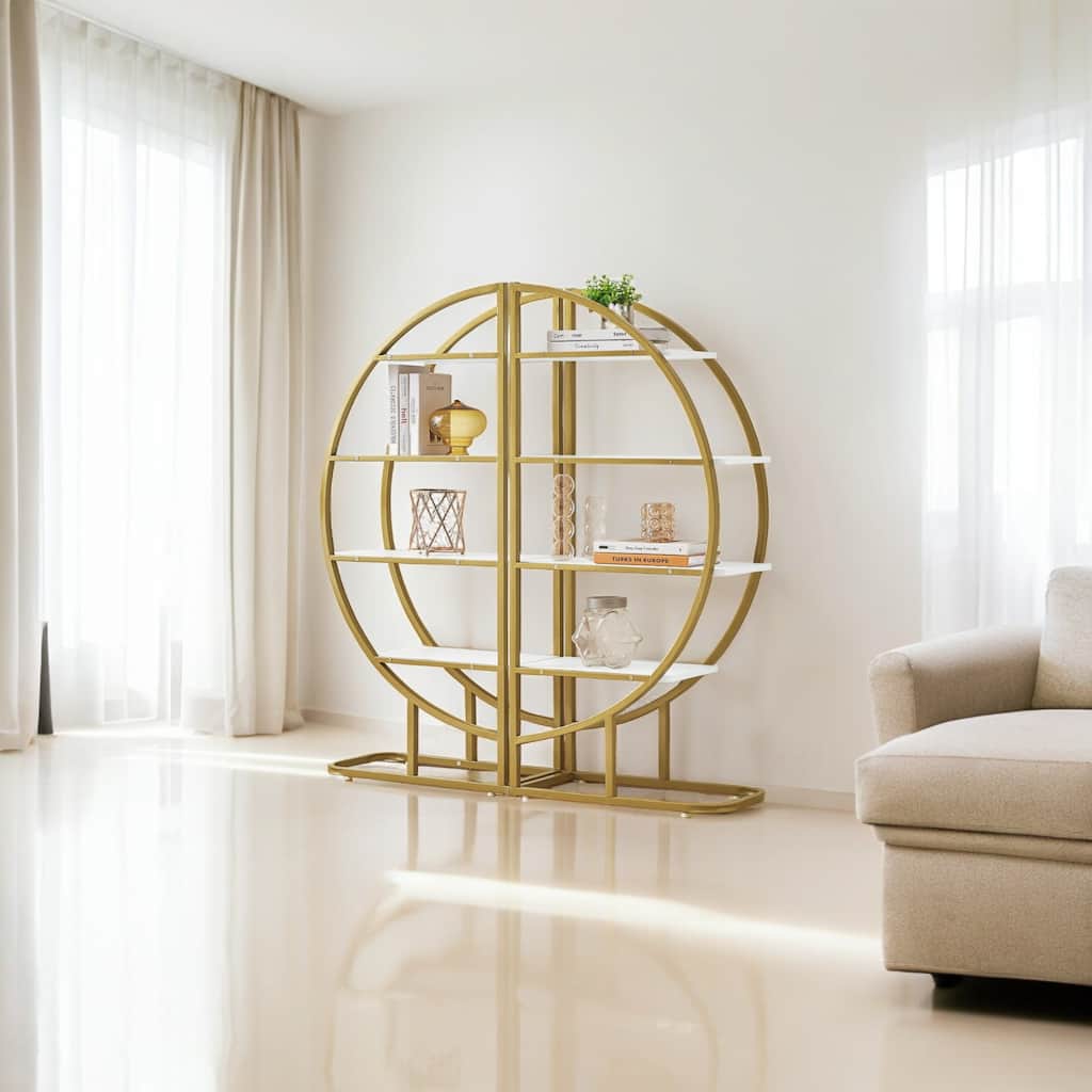 4-Tiers Bookshelf with Metal Frame and MDF Board