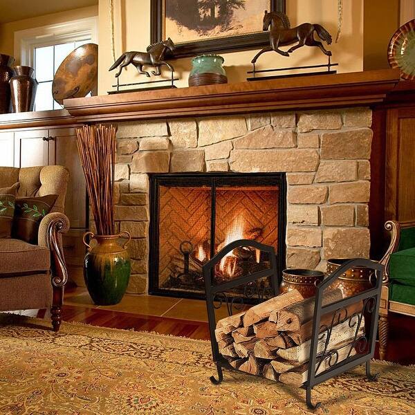 Shop Fireplace Log Holder Wrought Iron Indoor Fire Wood Rack Overstock 28795227