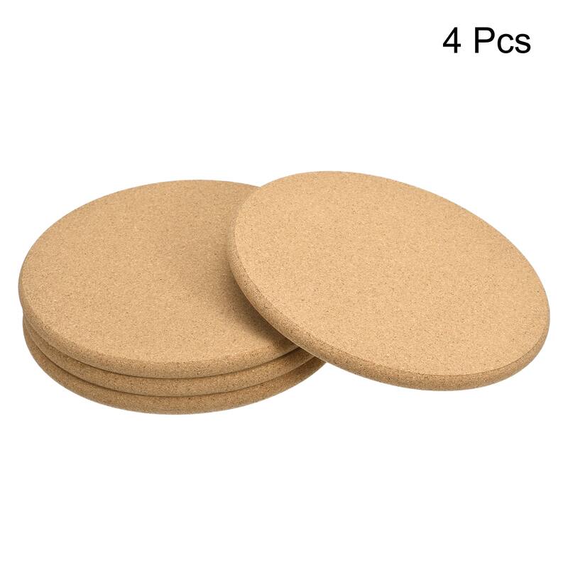 4Pcs Cork Coasters, Round Wooden Drink Coaster Cork Trivet
