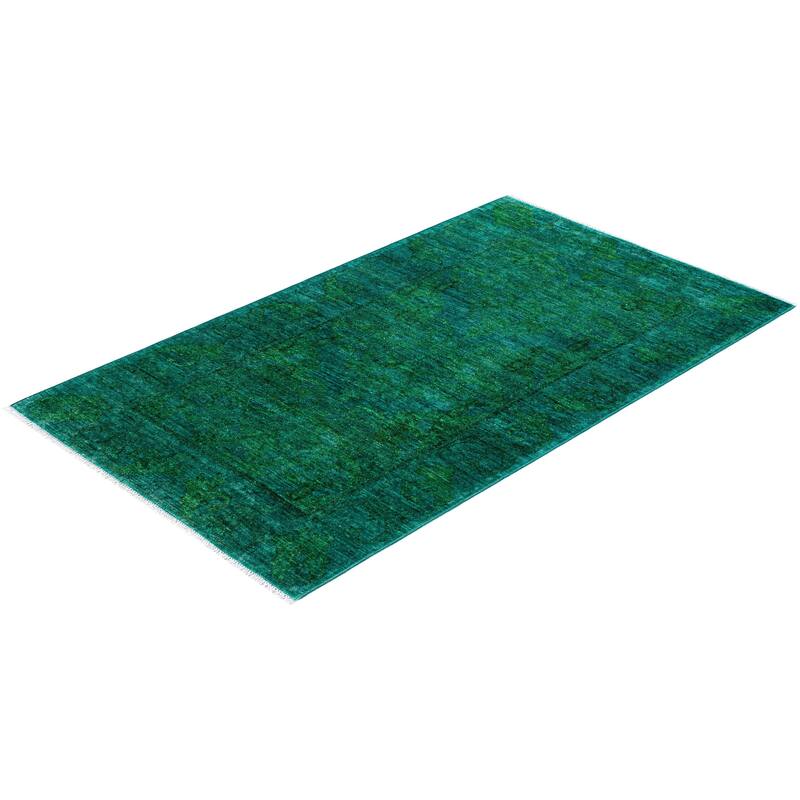 Contemporary Overdyed Wool Hand Knotted Area Rug - 3' 1" x 5' 3"