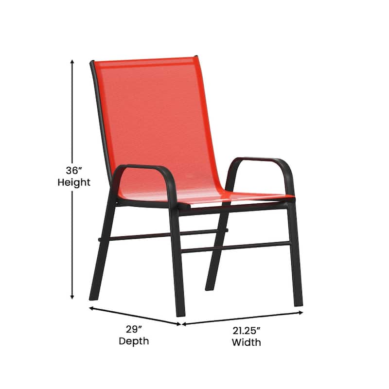 7 Piece Patio Dining Table and Chairs Set with Glass Table and 6 Chairs