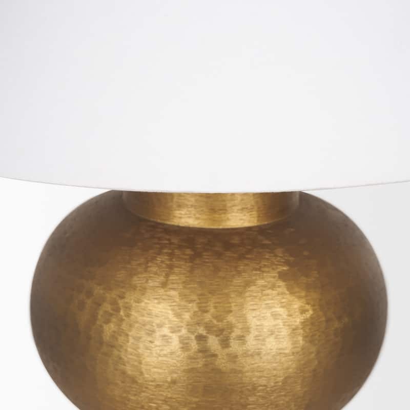 Salaah Antique Gold Brushed Metal w/ Cream Shade Table Lamp - 19.5L x 19.5W x 26.0H