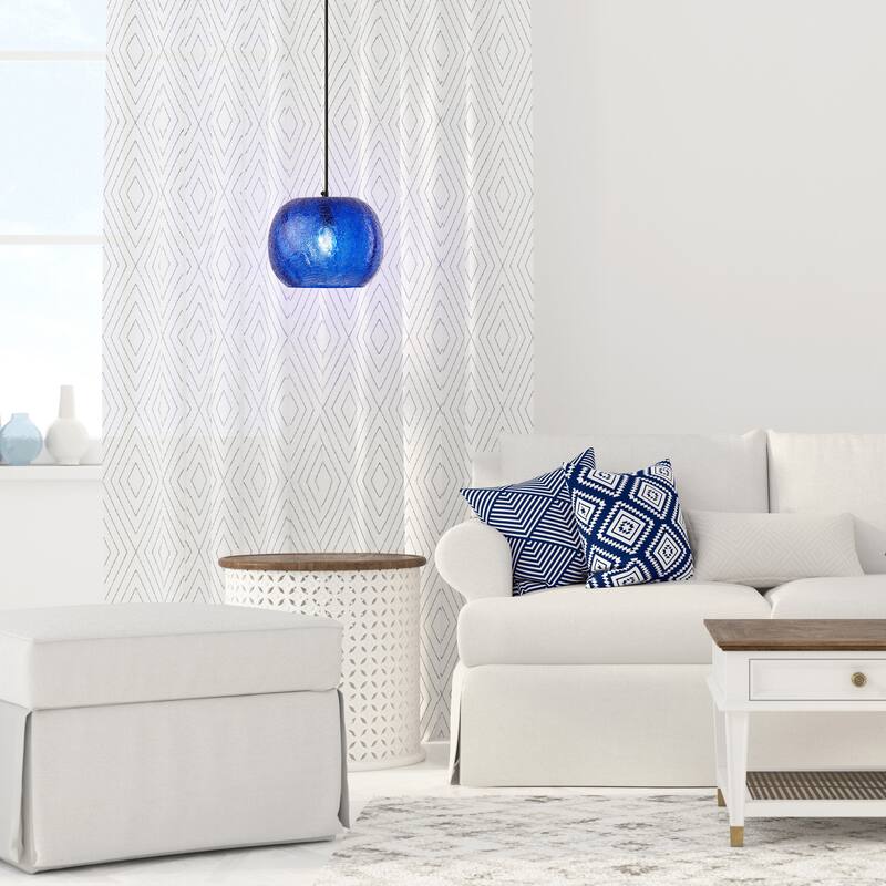 Sophia River of Goods Black Metal and Glass 9.8-Inch Pendant Light with Adjustable Hanging Cord - 9.8" x 9.8" x 9.8/68.8"