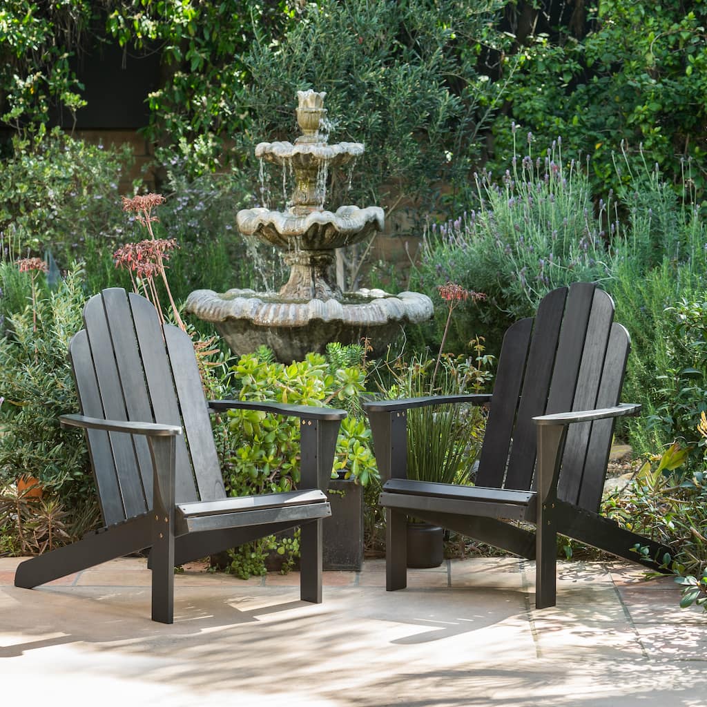 Gavil Black Acacia Wood Adirondack Chair (Set of 2)