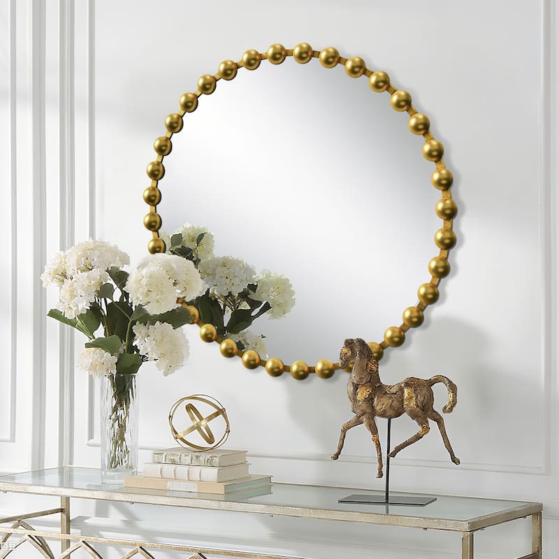 Iron Bead Wall Mirror to Enhance the Overall Otyle - 36X36 - Black