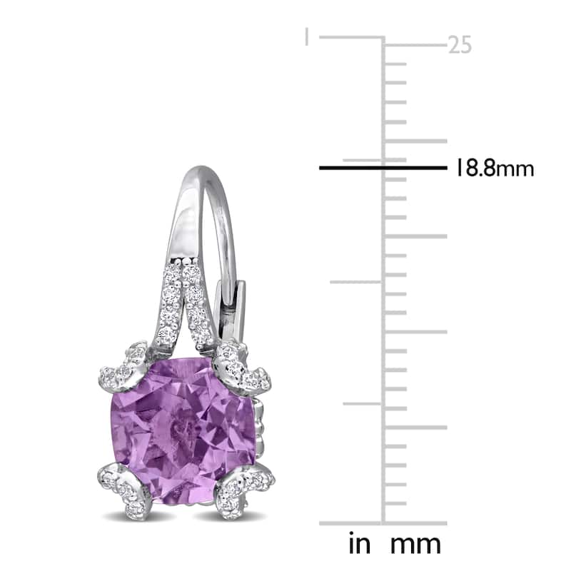Miadora 4ct TGW Amethyst and White Topaz Leverback Earrings in Sterling Silver