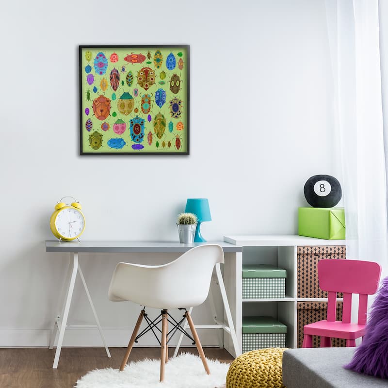 Stupell Flowery Bugs & Insects Framed Giclee Art Design By Kay Widdowson