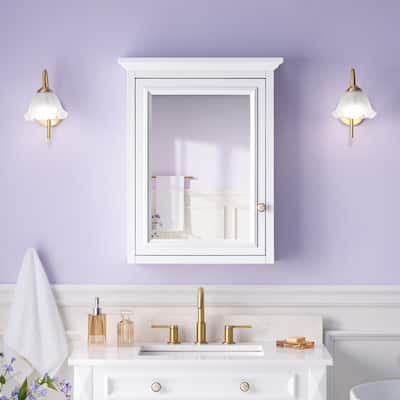 24"W X30"H Surface Mount Solid Wood Framed Medicine Cabinet With Mirror And Wooden Shelves