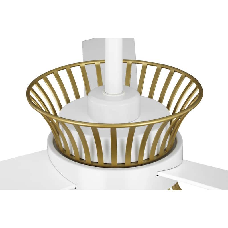 Bisbee Collection 55-in Three-Blade Matte White Global Ceiling Fan with Brushed Gold Accent - 55.3125 in x 55.3125 in x 14.75 in