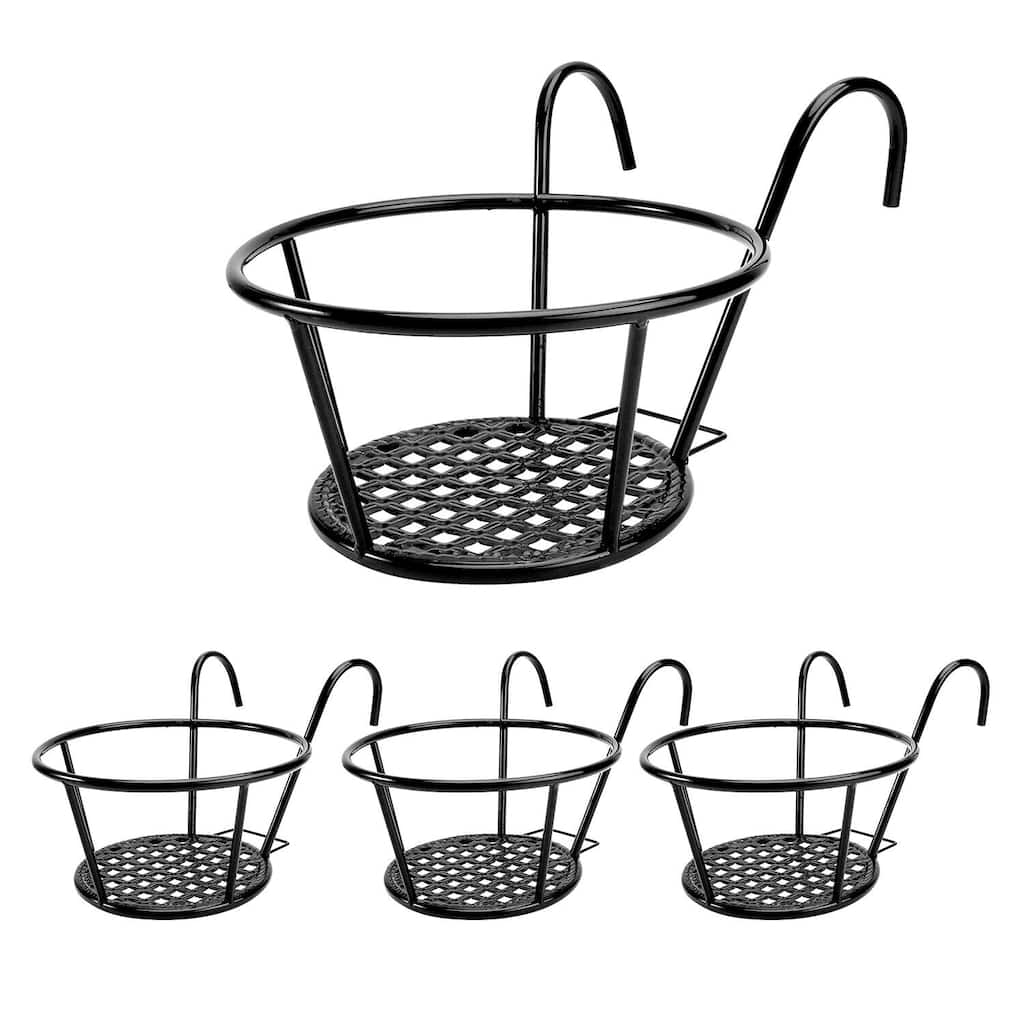 4Pcs Iron Hanging Railing Planters with Hooks