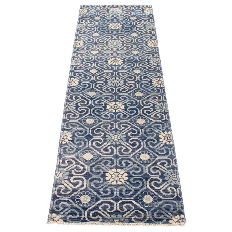 ECARPETGALLERY Hand-knotted Mystique Blue Wool Rug - 2'8 x 9'11