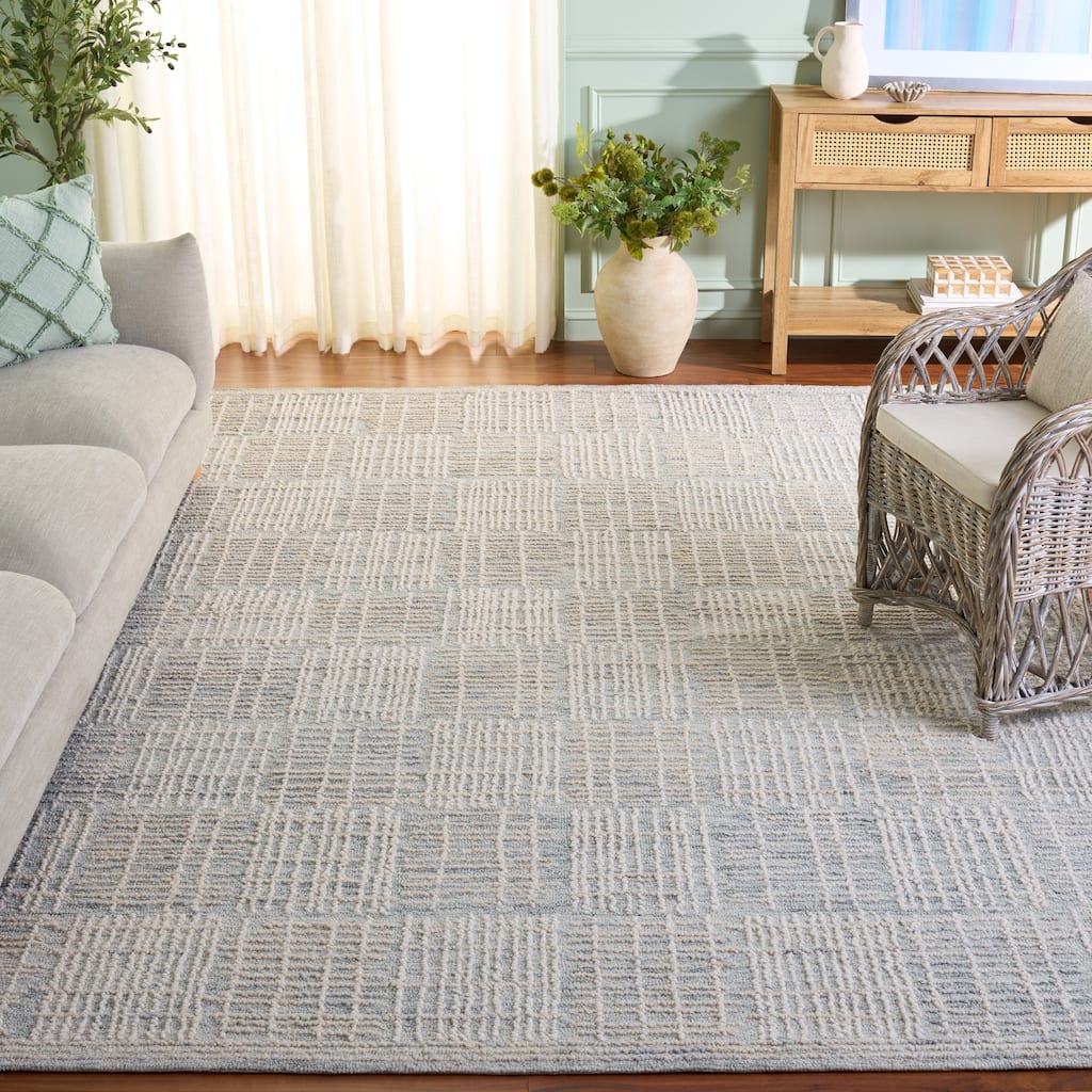 SAFAVIEH Handmade Abstract Anoek Checkered Wool Rug