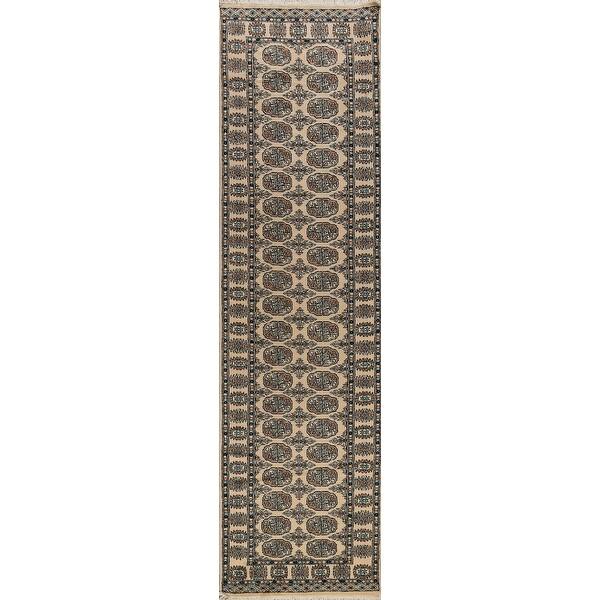 slide 2 of 19, Geometric Bokhara Oriental Runner Rug Hand-knotted Wool Carpet - 2'7" x 10'1"