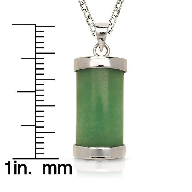 Curata 925 Sterling Silver 18"Green Jade Simple Segment Bar Necklace (8mm x 25mm)