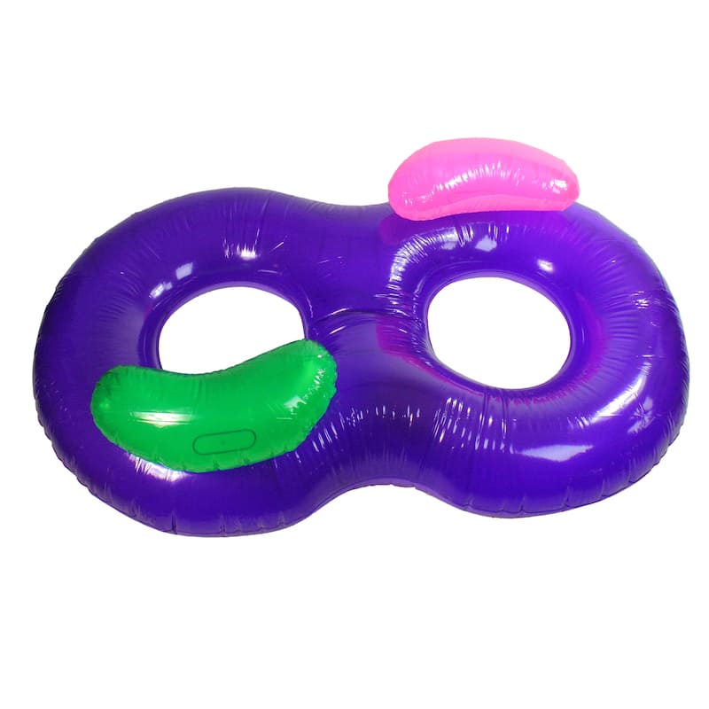 76" Inflatable Purple Side By Side Swimming Pool Lounger Raft