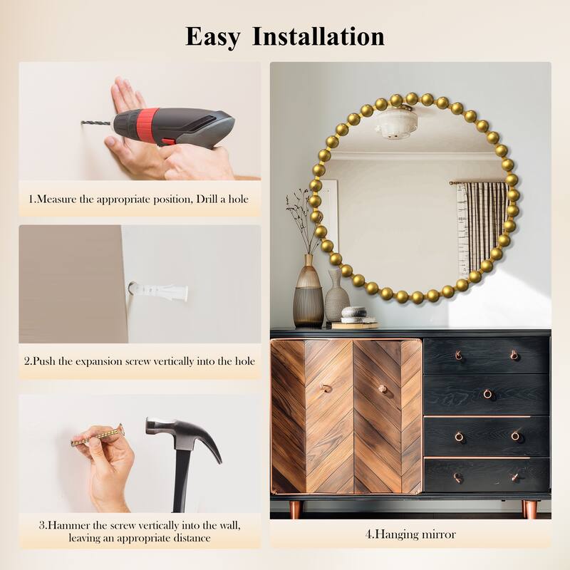 Iron Bead Wall Mirror to Enhance the Overall Otyle