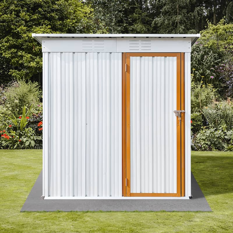 5'x4' Garden Storage Shed Galvanized Tool House with Lockable Door