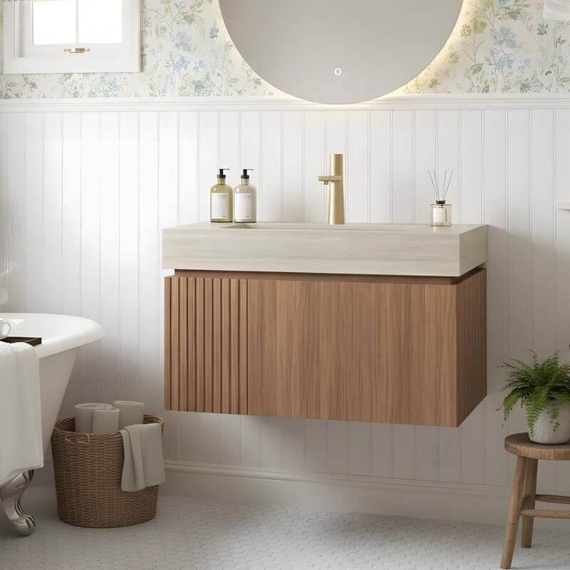 Mondern Floating Bathroom Vanity with 1 Pre-drilled Faucet Holes