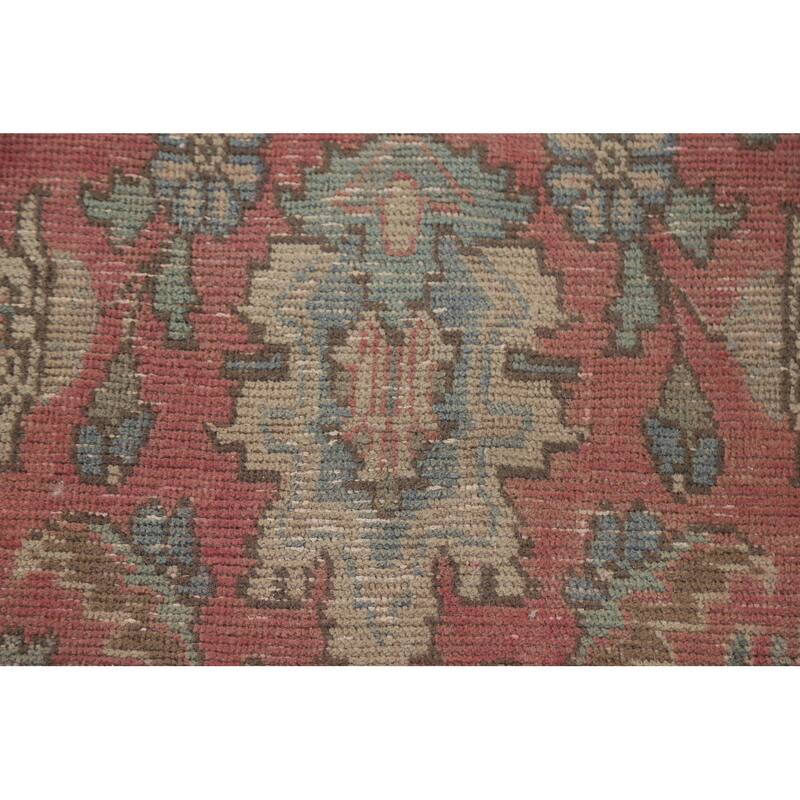 Pink Distressed Tabriz Persian Antique Rug Hand-knotted Wool Carpet - 9'5" x 12'3"