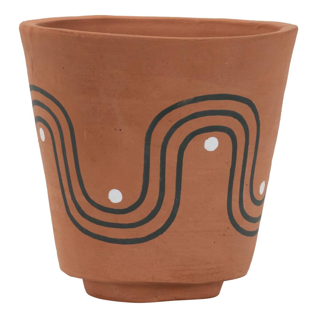 Foreside Home & Garden Natural Handthrown Terracotta Small Boho Planter - 8 x 8 x 8.5