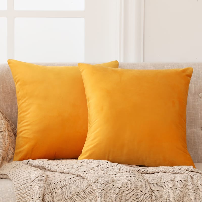 Deconovo Velvet Soft Throw Pillow Covers 2 PCS (Cover Only) - 24*24 - Gold