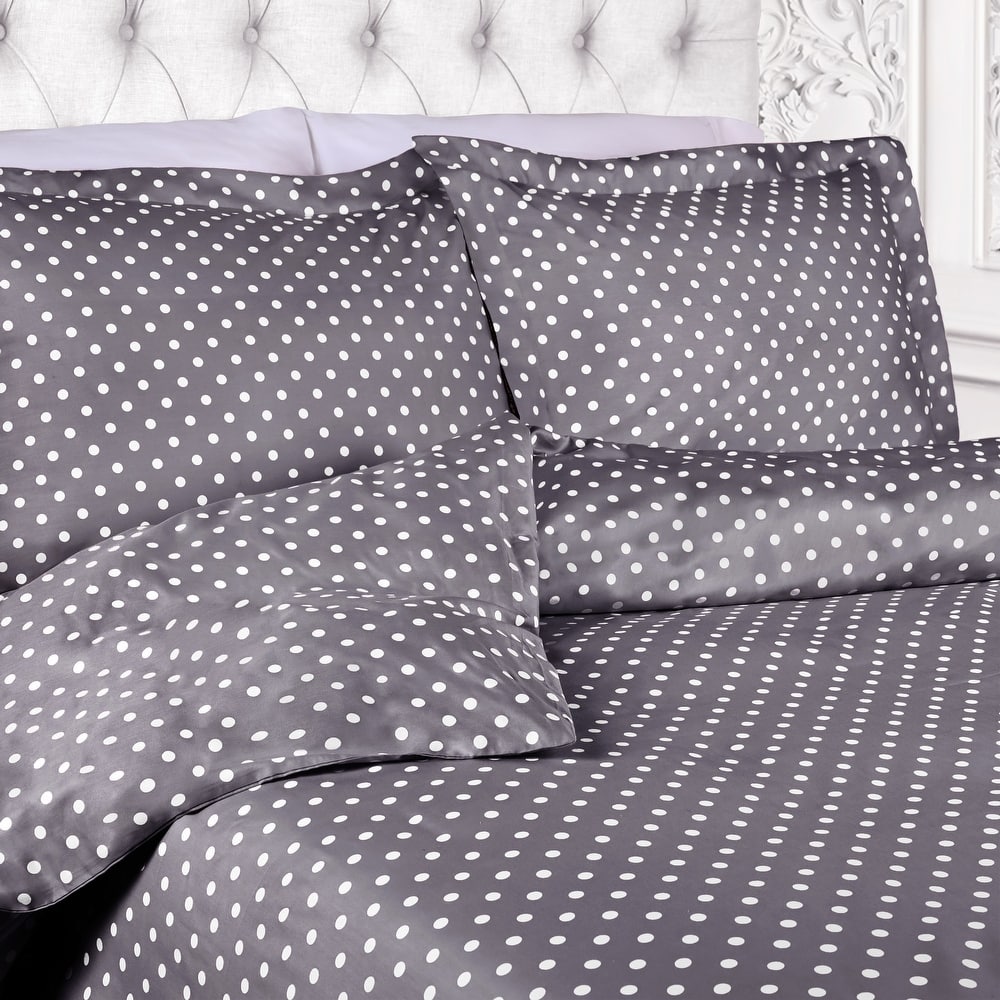 Superior Thread Count 600TC Polka Dot Cotton Blend Duvet Cover Set