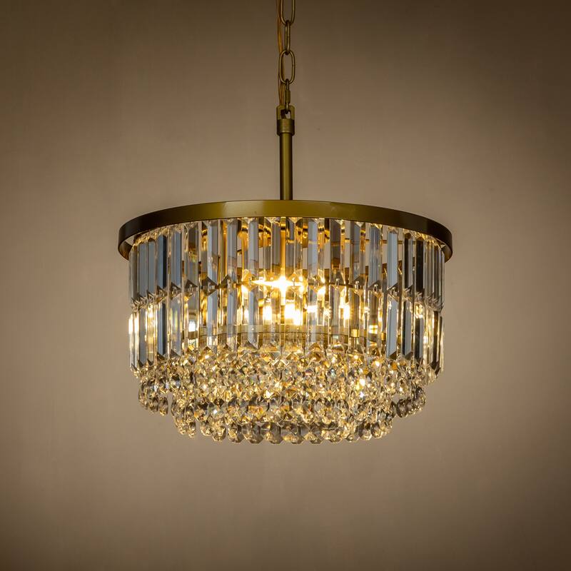 Modern Glam Gold Round Crystal Chandelier