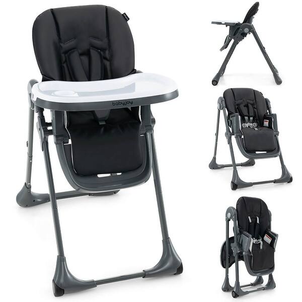 slide 2 of 8, Gymax Baby High Chair w/ 7 Height & 3 Footrest Adjustable Cup holder 2 Black