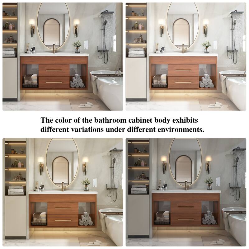 35.4" Single Bathroom Vanity with Integrated Ceramic Undermount Sink