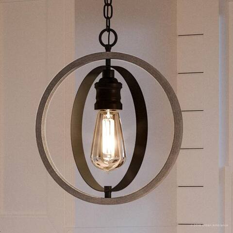 Luxury Vintage Pendant Light, 14"H x 12"W, with Modern Farmhouse Style, Charcoal Finish by Urban Ambiance