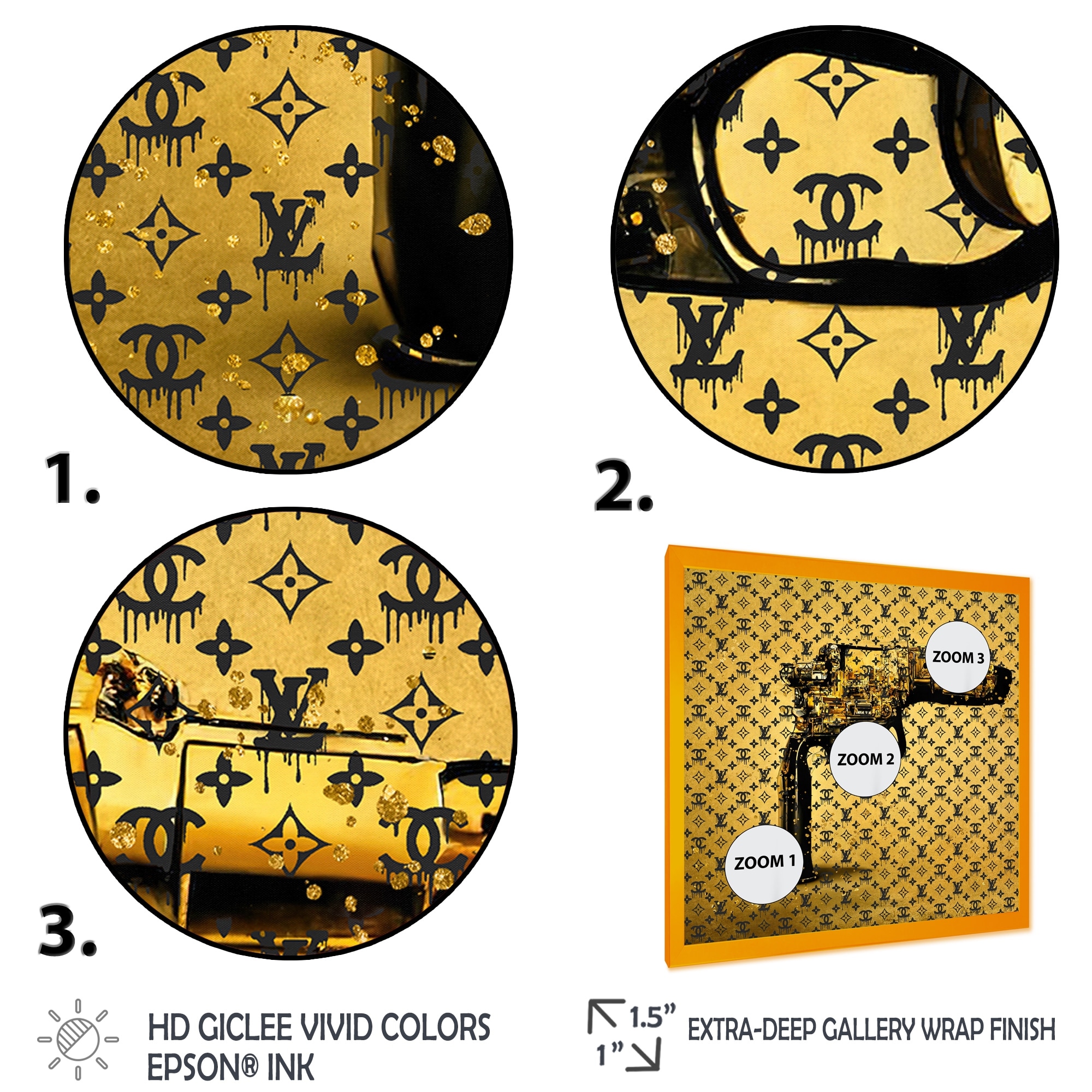 Designart Gold Designer Pistol V Fashion Framed Art Print - Bed Bath &  Beyond - 37287081
