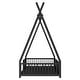 preview thumbnail 12 of 10, Metal Twin Size House Platform Bed with Triangle Structure, Contemporary Style Kids Bed Frame with Guardrail for Bedroom, Black