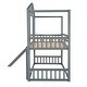 preview thumbnail 7 of 16, Twin Over Twin House Bunk Bed with Convertible Slide and Ladder, Detachable into Two Twin Beds - Fun Playhouse Design for Kids