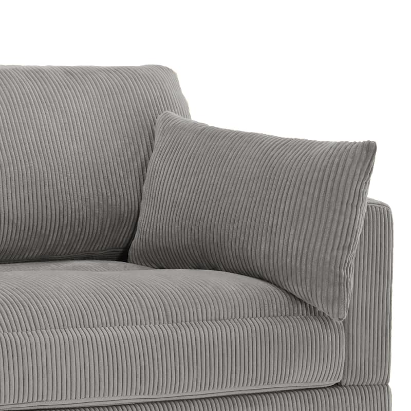 Modern Corduroy Modular Couch Sectional Sofa With Pillows
