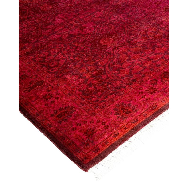 Overton Hand Knotted Wool Vintage Inspired Modern Contemporary Overdyed Pink Runner Rug - 2' 7" x 9' 6"