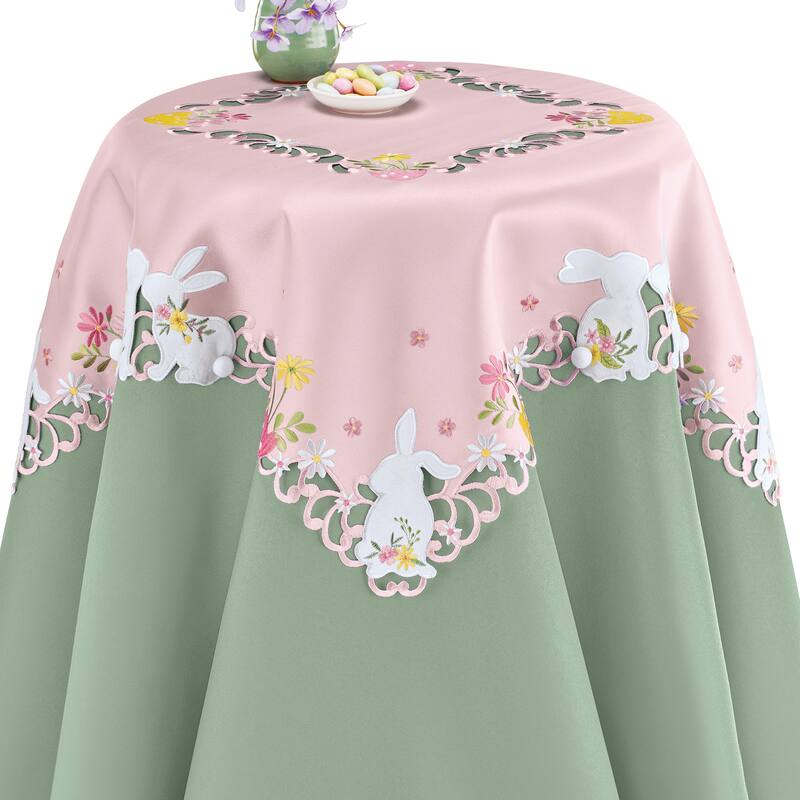 Bunnies and Embroidered Floral Table Linens