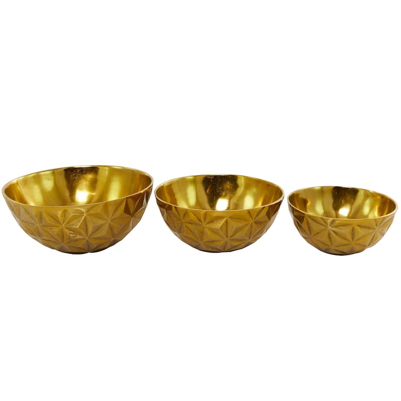 Aluminum Faceted Decorative Bowl (Set of 3) - S/3 14", 12", 10"W