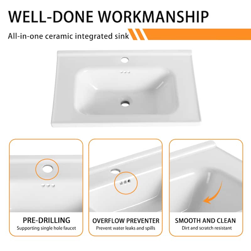 Bathroom Vanity With Sink In 28/32 Inch, Floating/Freestanding Bathroom Vanity With Soft Close Door