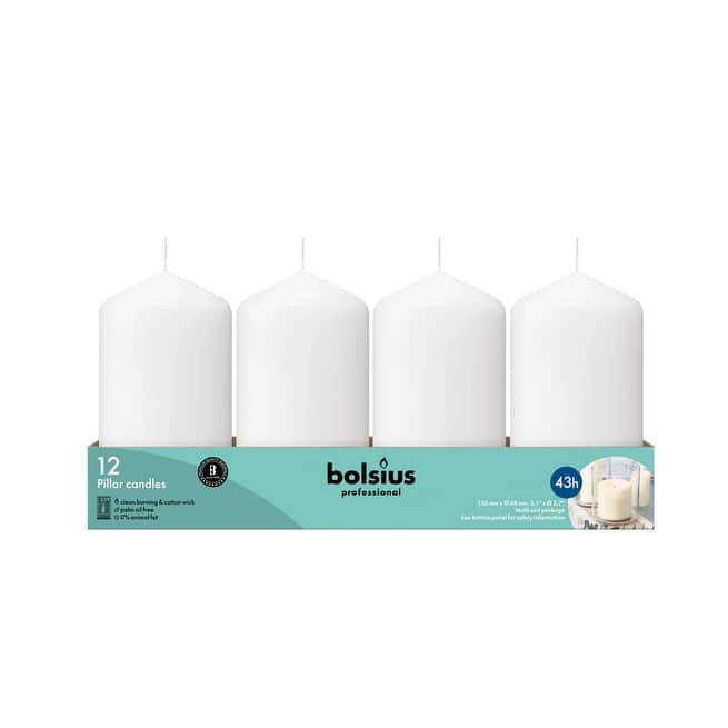 Bolsius White Unscented Pillar Candles Holiday & Wedding Decor Candles