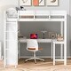 preview thumbnail 2 of 32, Full Size Loft Bed with Desk, Storage Shelves and 2 Sliding Doors, Multifunctional Kids Bed Frame with Ladder and Guardrail