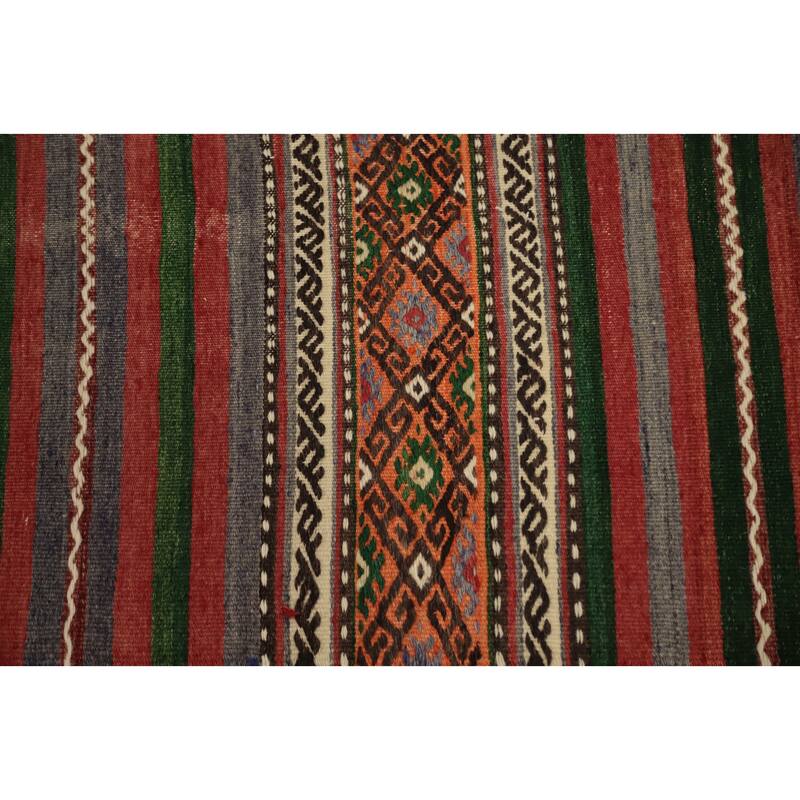 Hand Woven Oriental 100% Wool Carpet Southwestern Tribal Multi-Colored Kilim Area Rug - 7' 10'' X 5' 10''