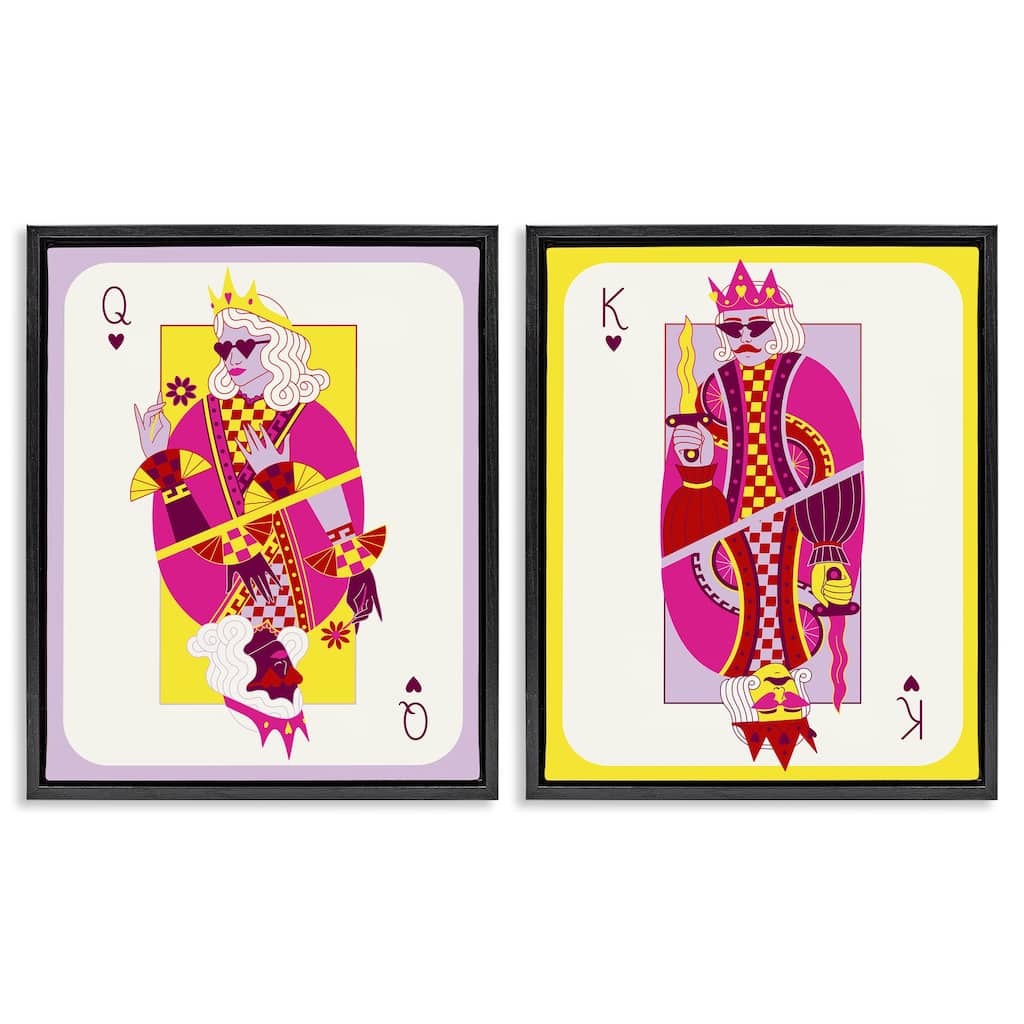 Stupell King & Queen Cards Framed Floater Canvas Wall Art Design By Grace Popp (Set of 2)
