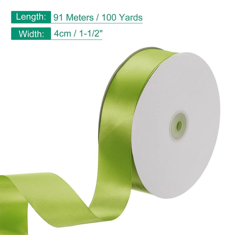 Satin Ribbon, 100 Yards Single Face Polyester Satin Ribbon - Olive Green - 1-1/2 Inch